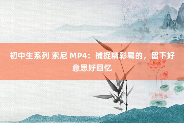 初中生系列 索尼 MP4：捕捉精彩蓦的，留下好意思好回忆