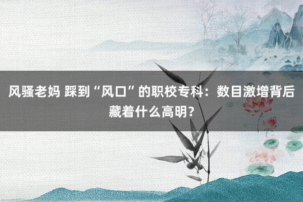 风骚老妈 踩到“风口”的职校专科：数目激增背后藏着什么高明？