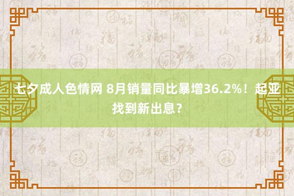 七夕成人色情网 8月销量同比暴增36.2%！起亚找到新出息？