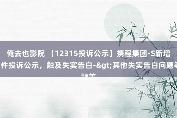 俺去也影院 【12315投诉公示】携程集团-S新增6件投诉公示，触及失实告白->其他失实告白问题等