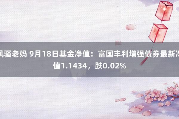 风骚老妈 9月18日基金净值：富国丰利增强债券最新净值1.1434，跌0.02%