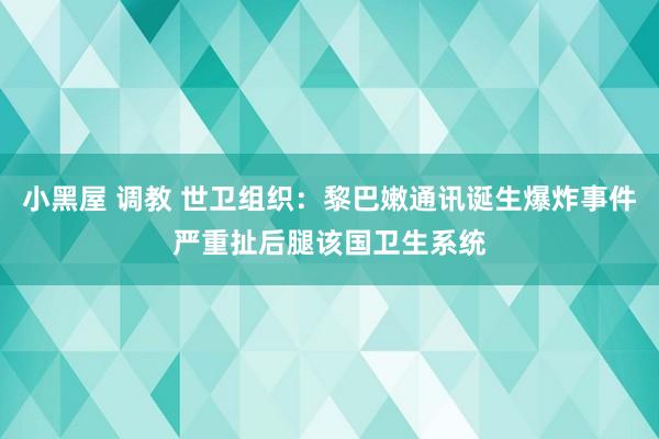 小黑屋 调教 世卫组织：黎巴嫩通讯诞生爆炸事件严重扯后腿该国卫生系统