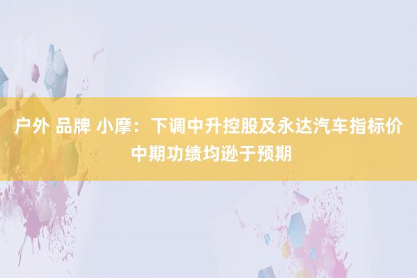 户外 品牌 小摩：下调中升控股及永达汽车指标价 中期功绩均逊于预期