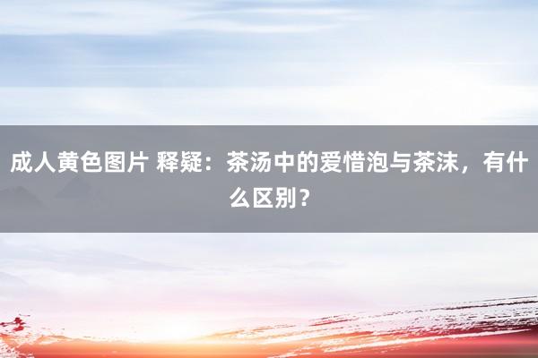 成人黄色图片 释疑：茶汤中的爱惜泡与茶沫，有什么区别？