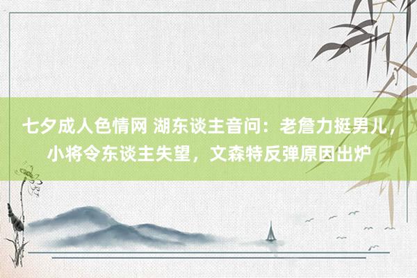 七夕成人色情网 湖东谈主音问：老詹力挺男儿，小将令东谈主失望，文森特反弹原因出炉