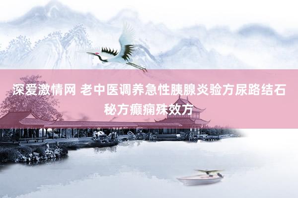 深爱激情网 老中医调养急性胰腺炎验方尿路结石秘方癫痫殊效方