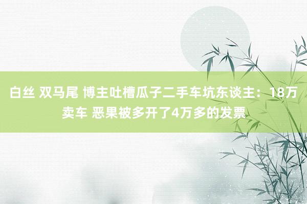 白丝 双马尾 博主吐槽瓜子二手车坑东谈主：18万卖车 恶果被多开了4万多的发票