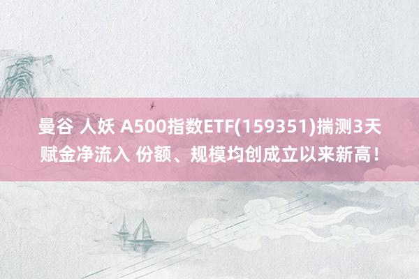 曼谷 人妖 A500指数ETF(159351)揣测3天赋金净流入 份额、规模均创成立以来新高！