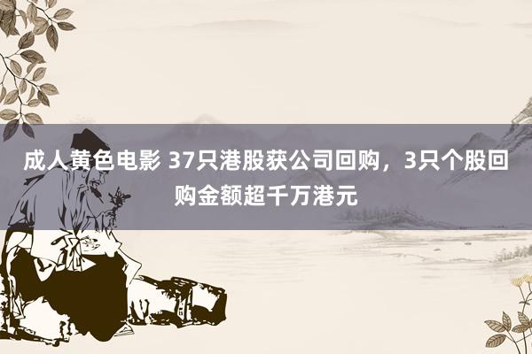 成人黄色电影 37只港股获公司回购，3只个股回购金额超千万港元