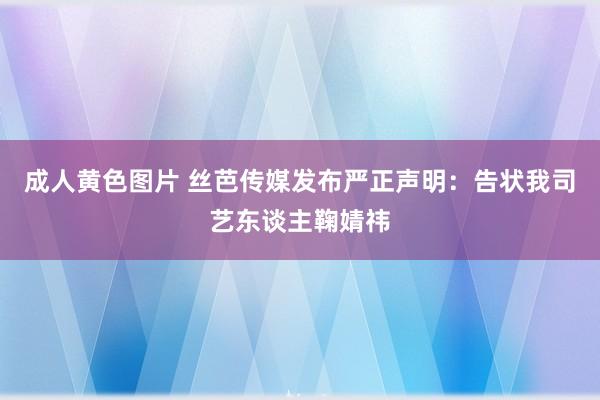 成人黄色图片 丝芭传媒发布严正声明：告状我司艺东谈主鞠婧祎