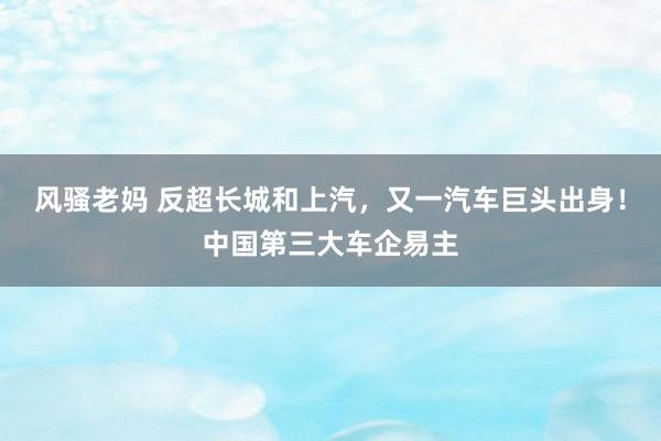 风骚老妈 反超长城和上汽，又一汽车巨头出身！中国第三大车企易主