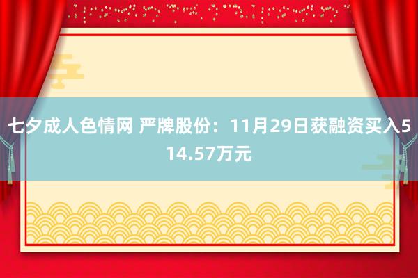 七夕成人色情网 严牌股份：11月29日获融资买入514.57万元