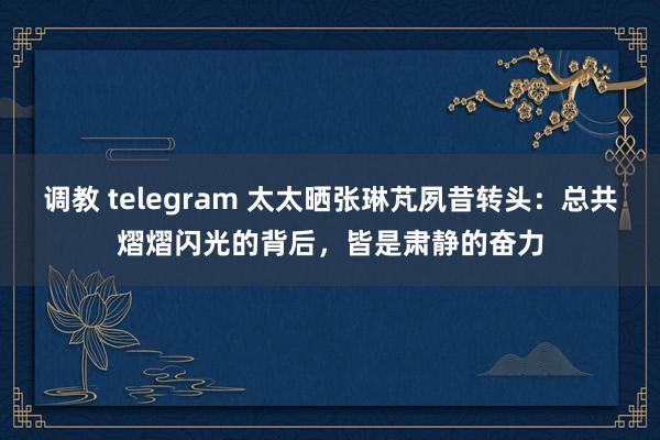 调教 telegram 太太晒张琳芃夙昔转头：总共熠熠闪光的背后，皆是肃静的奋力