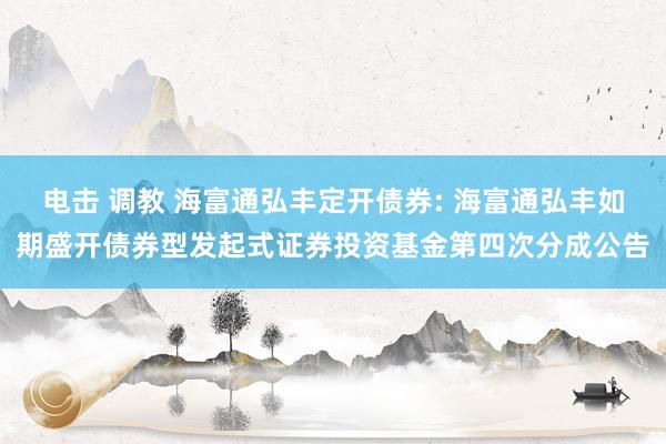 电击 调教 海富通弘丰定开债券: 海富通弘丰如期盛开债券型发起式证券投资基金第四次分成公告