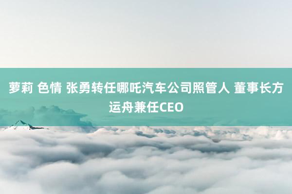 萝莉 色情 张勇转任哪吒汽车公司照管人 董事长方运舟兼任CEO