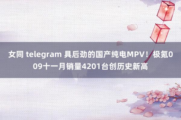 女同 telegram 具后劲的国产纯电MPV！极氪009十一月销量4201台创历史新高