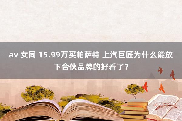 av 女同 15.99万买帕萨特 上汽巨匠为什么能放下合伙品牌的好看了？