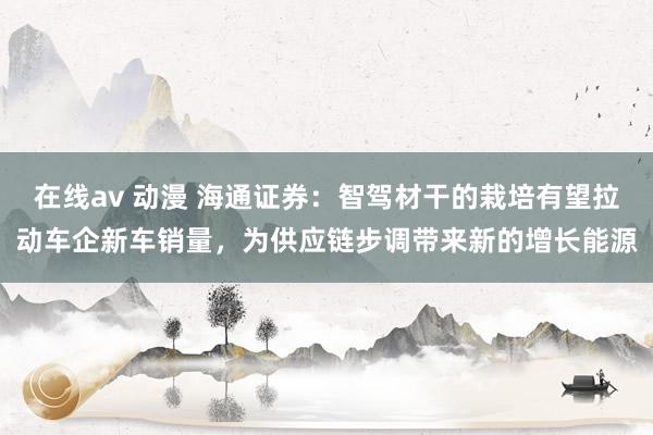 在线av 动漫 海通证券：智驾材干的栽培有望拉动车企新车销量，为供应链步调带来新的增长能源