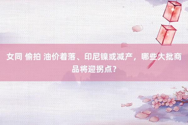 女同 偷拍 油价着落、印尼镍或减产，哪些大批商品将迎拐点？