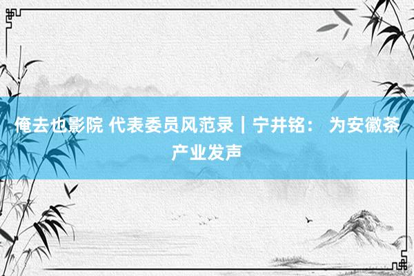 俺去也影院 代表委员风范录｜宁井铭： 为安徽茶产业发声