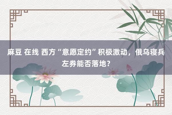 麻豆 在线 西方“意愿定约”积极激动，俄乌寝兵左券能否落地？
